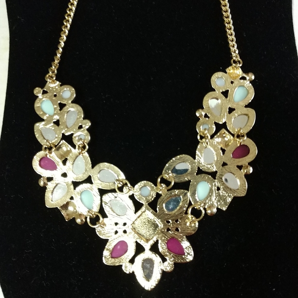 🌈Vintage Statement Necklace Multi Stones Plus Pearls & Rhinestones 24" - Picture 8 of 13